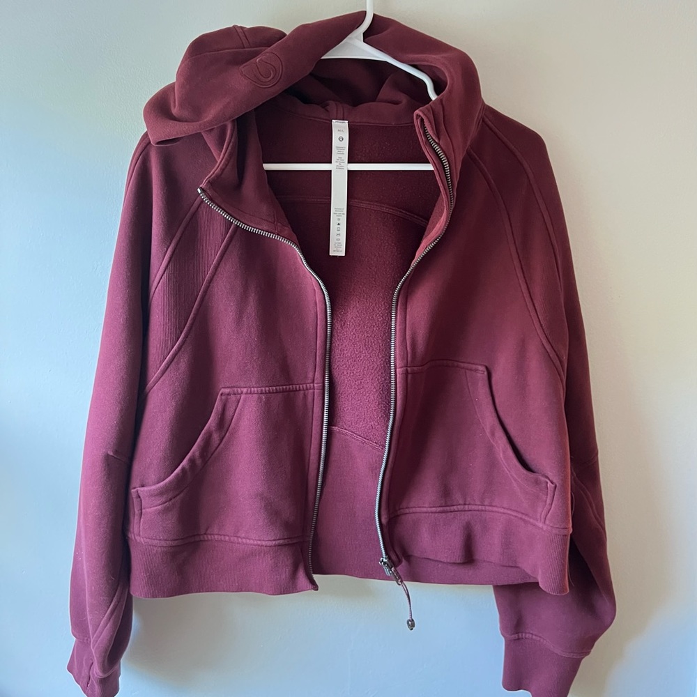 Lightly Worn Maroon Lululemon Scuba Oversized Full Zip RDMR - Size M/L